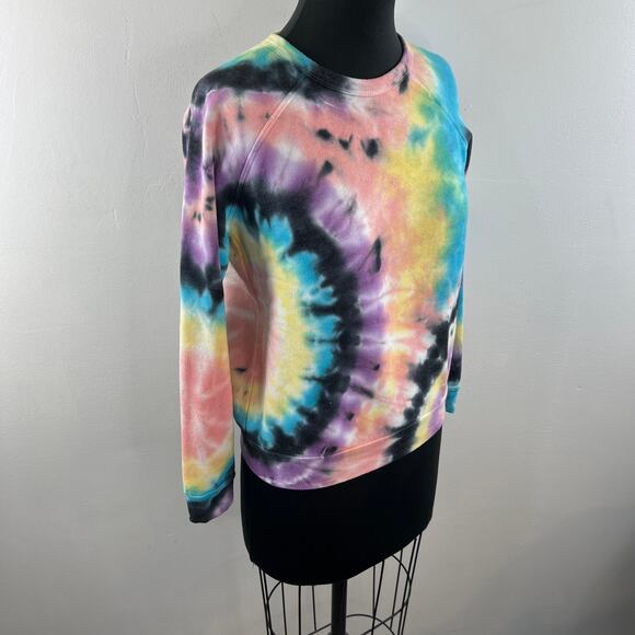 MOTHER The HUGGER Swirling Secrets Black Pink Sweatshirt Tie Dye Size X-Small - Picture 5 of 9